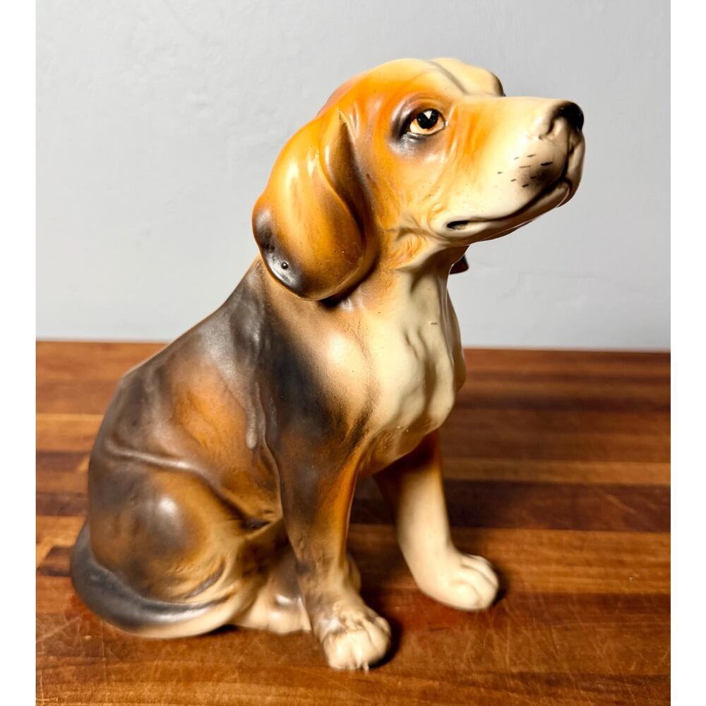 Vintage Ceramic Beagle Planter | Hand-Painted Hound Figurine (8" Tall) - Picture 9 of 14